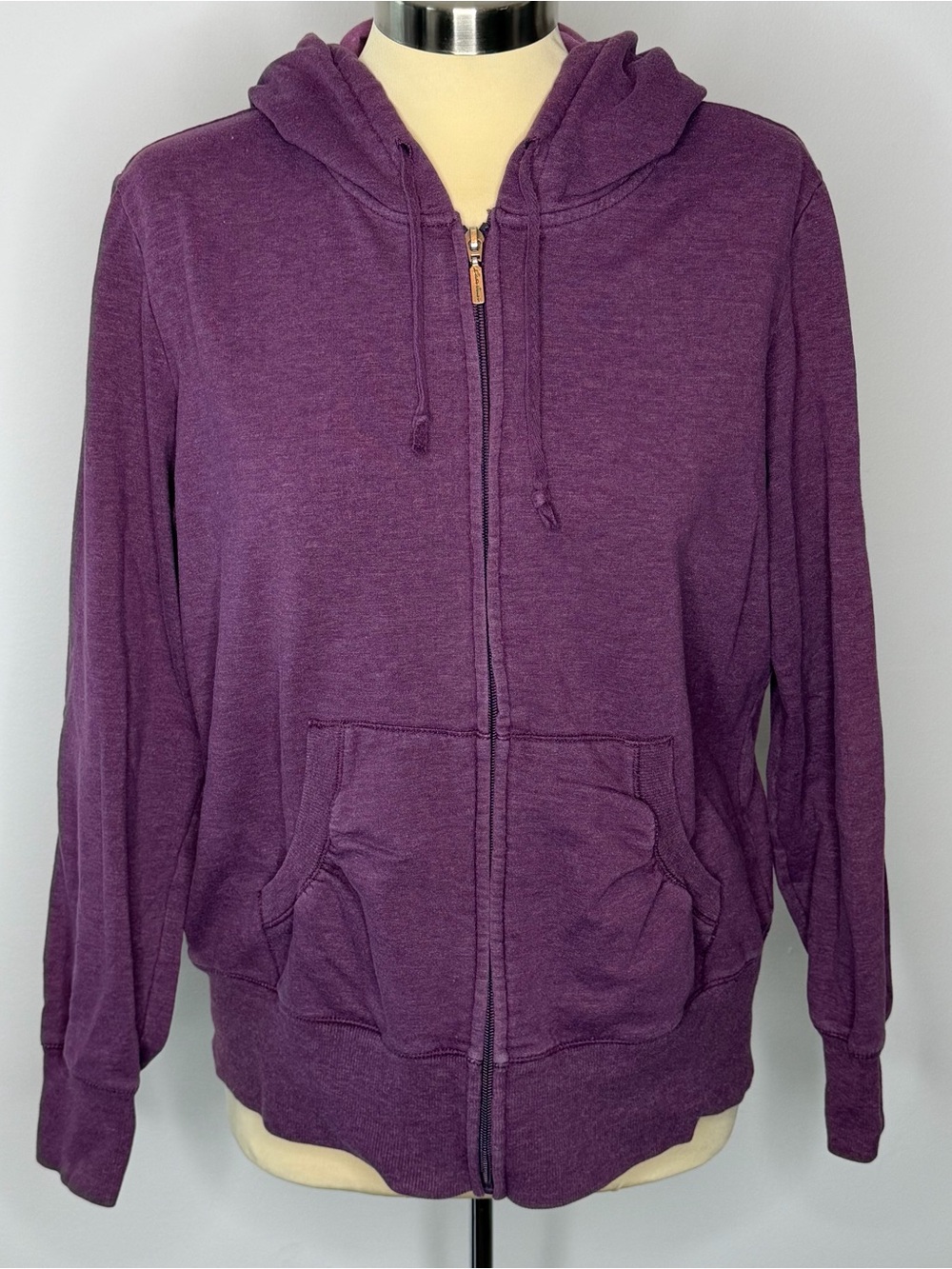 Eddie Bauer Purple Zip Front Hooded Sweatshirt